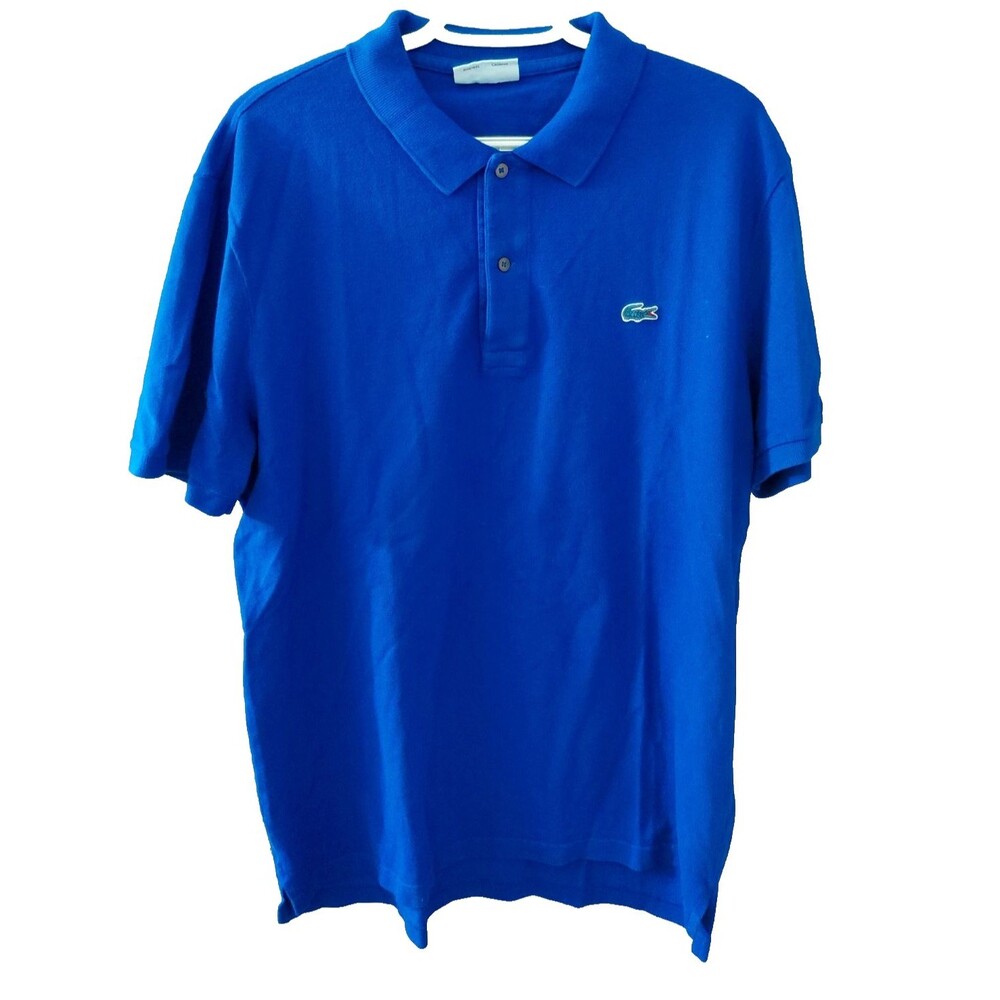 Lacoste for J.Crew Men's Blue Polo Shirt Size 6 XL Short Sleeve Embroidered Logo